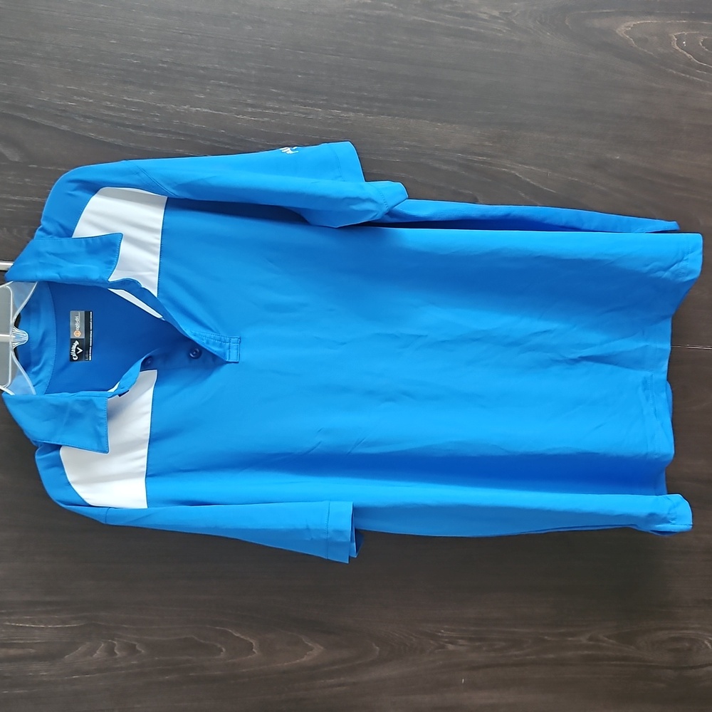 Callaway Large men's blue and white opti-dry golf shirt
